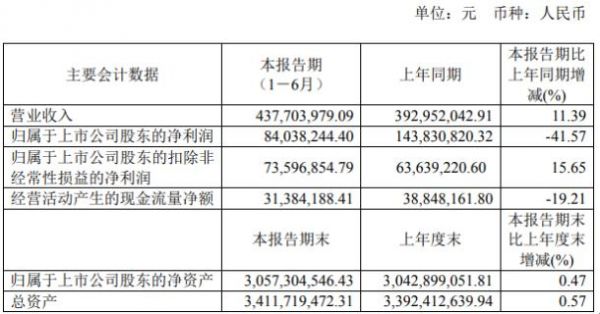 上海貝嶺2020年上半年業(yè)績