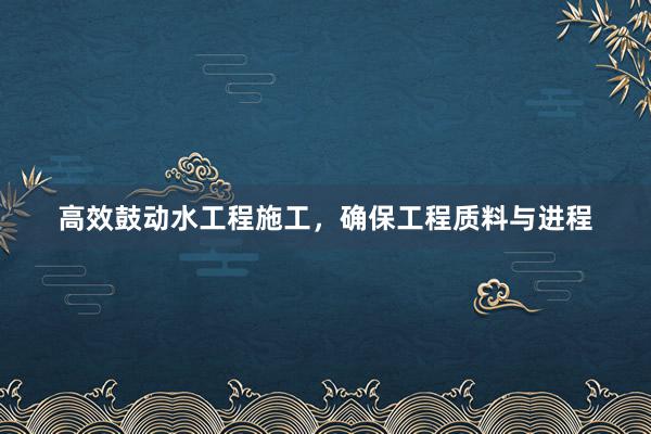 高效鼓动水工程施工,确保工程质料与进程