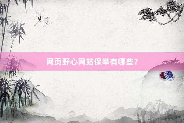 网页野心网站保举有哪些?